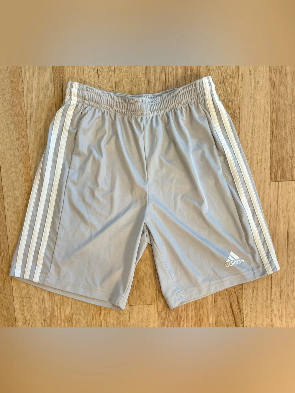 Lot of 2 Adidas Boys AEROREADY Athletic Soccer Shorts Gray Navy Blue Size 11/12